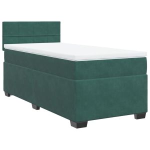 vidaXL cama box spring con colchón terciopelo verde oscuro 90x200 cm