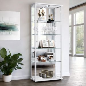 K-möbel vitrine cristal branco 176x67x33 cm com espelho, LED, fechadura