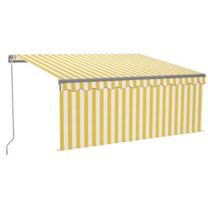 vidaXL toldo retráctil manual con persiana amarillo y blanco 3,5x2,5 m
