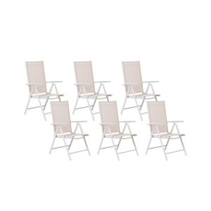 Conjunto de 6 cadeiras de jardim catania metal creme