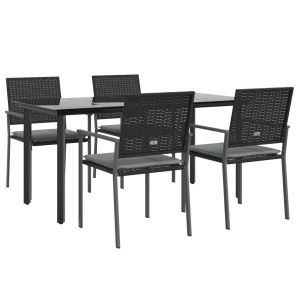 vidaXL juego comedor jardín 5 piezas y cojines ratán sintético y acero