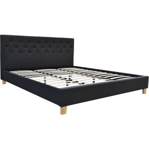 Cama "emmy" - 180 x 200 cm - cinza escuro -