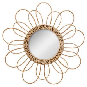 Espelho de vime com design de flores de 38 cm