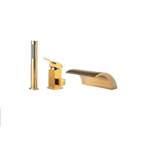Torneira de banheira de 3 furos, dourado