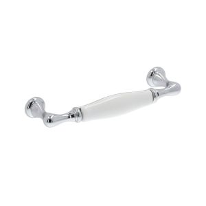 Puxador para mobiliário zamac e porcelana 96 mm entre centros lote  25