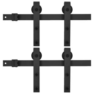 Kit de ferragens para porta de correr vidaxl, aço preto, 2 peças, 183 cm