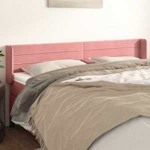 Cabeceira de cama c/ abas veludo 203x16x78/88 cm rosa ptob8071