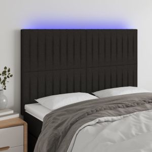 Cabeceira cama c/ LED tecido 144x5x118/128 cm preto ptob4238