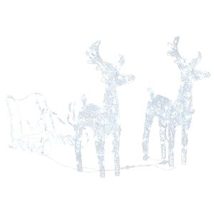Decoração de natal renas/trenó 160 luzes LED 130 cm acrílico