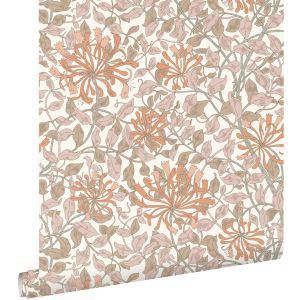 Estahome papel de parede flores terracotaerosa antigo 50 x 900 cm