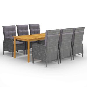 vidaXL juego de comedor de jardín de 7 piezas gris