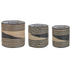 Conjunto de 3 vasos para plantas rattail 32/29/27 cm aLGas marinhas preto