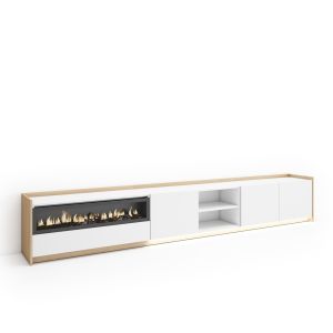 Móvel de tv, 310x37x50cm, lareira eléctrica, LED rf4864