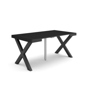 Mesa consola extensível, 160x90x73cm, preto, pés de madeira rf2751