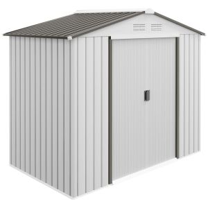 Abrigo de jardim 213x130x185cm aço galvanizado color gris Outsunny