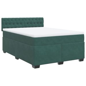 vidaXL cama box spring con colchón terciopelo verde oscuro 140x190 cm
