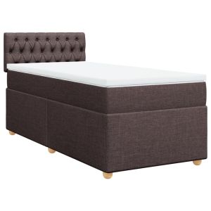 vidaXL cama box spring con colchón tela marrón oscuro 90x190 cm