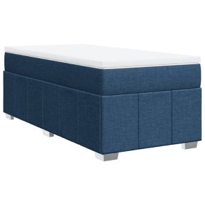 vidaXL cama box spring con colchón tela azul 90x200 cm