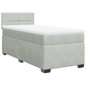 vidaXL cama box spring con colchón terciopelo gris claro 100x200 cm