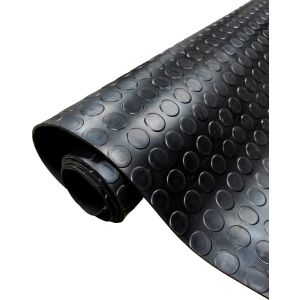 Revestimento PVC| Composiçao 100% Borracha| Desenho Botoes Preto| 3MM| 100X100CM