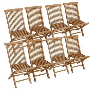 Conjunto de 8 cadeiras de jardim de teca lombok