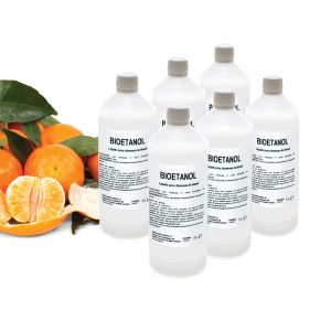 Bioetanol, combustible de origen natural, aroma Mandarina, caja 6 Botellas de 1L