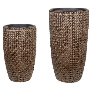 Conjunto de 2 vasos para plantas cedrus 37/45 cm rattan sintético castanho