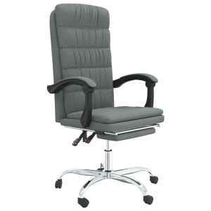 vidaXL silla de oficina reclinable de tela gris oscuro