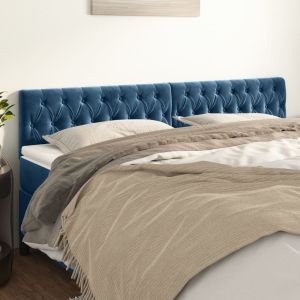 Cabeceira de cama 2 pcs veludo 90x7x78/88 cm azul-escuro