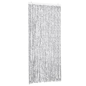 Cortina anti-insetos 90x200 cm chenille cinzento claro e escuro