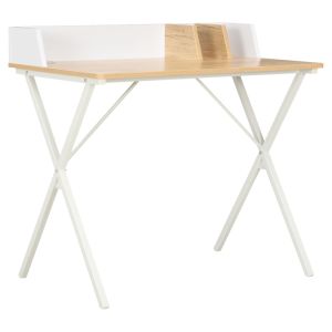 Secretária 80x50x84 cm branco e natural ergft4781