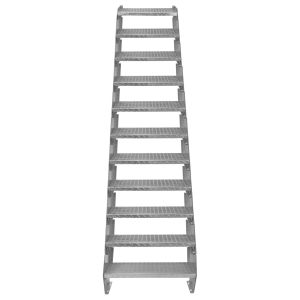 Escada galvanizada ajustável com 11 degraus de 600mm de largura