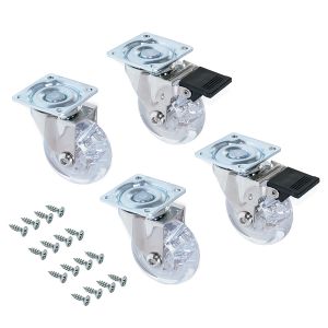 Emuca lote de 4 rodas slip transparentes com placas de montagem, diâmetro