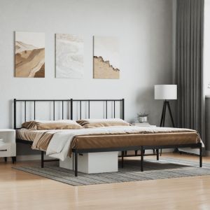 Cama em metal com cabeceira 180x200 cm preto pt2670