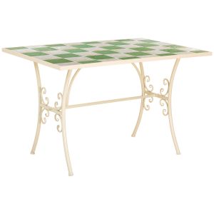 Mesa em mosaico multicolor e ferro forjado: 120x80x75h cm