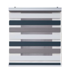 Estore de rolo noite e dia com acabamento em alumínio tricolor 80 x 250 cm