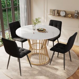 Mesa de jantar redonda moderna mdf branca 75x100x100cm