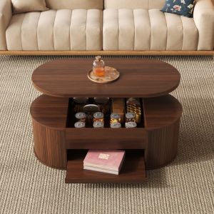 Mesa de centro elevatória com arrumação natural 40x110x55,5cm