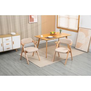 Conjunto 2 cadeiras dobráveis com braços estofadas madeira – caqui