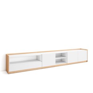 Móvel de tv, 310x37x50cm, branco e carvalho soft rf4326