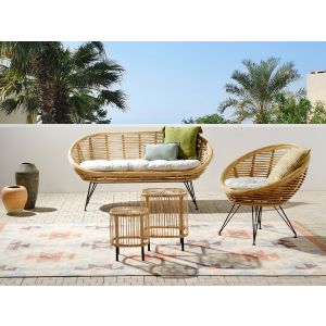 Conjunto de jardim com mesa 3 lugares maratea/cesenatico rattan natural