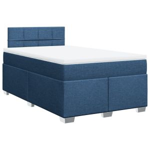vidaXL cama box spring con colchón tela azul 120x200 cm