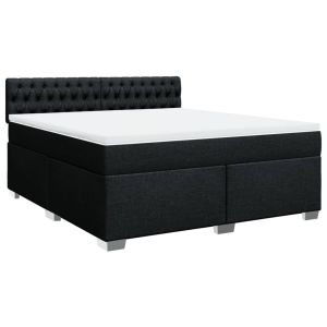vidaXL cama box spring con colchón tela negro 180x200 cm