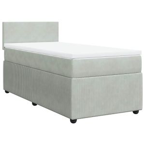 vidaXL cama box spring con colchón terciopelo gris claro 90x190 cm