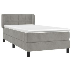 vidaXL cama box spring con colchón terciopelo gris claro 90x190 cm