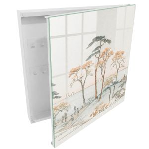 Caixa de chaves de parede decorativa 30x30x5, abertura à direita branca