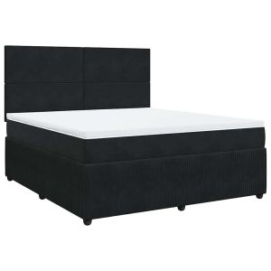 vidaXL cama box spring con colchón terciopelo negro 180x200 cm