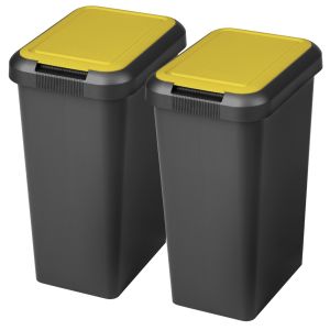 Wellhome conjunto de 2 latas de lixo âmbar de 25l - "touch & lift"