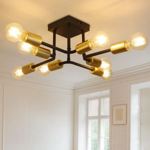 Luz de teto nettlife 48,5 * 48 * 16cm E27 lâmpada industrial de metal