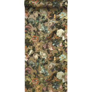 Estahome papel de parede flores dourado 53 cm x 10.05 m